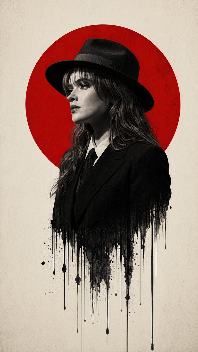 Dripping Film Noir Man Poster in Red and Black — AI result, variation 2 of 4