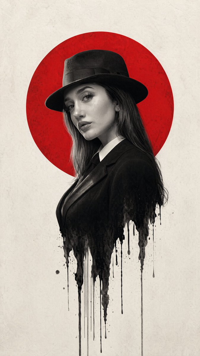 Dripping Film Noir Man Poster in Red and Black — AI result, variation 3 of 4