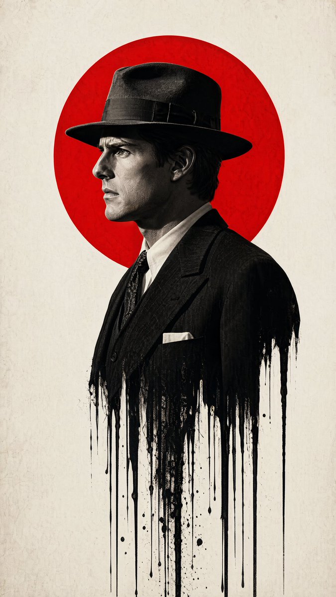 Dripping Film Noir Man Poster in Red and Black — AI result, variation 4 of 4