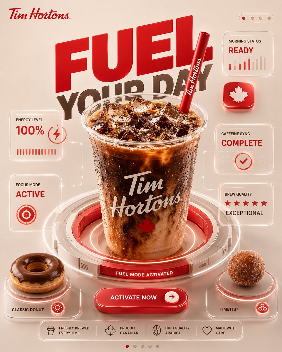 Dunkin Iced Coffee Poster With 3D Interface Panels — AI result, variation 3 of 4