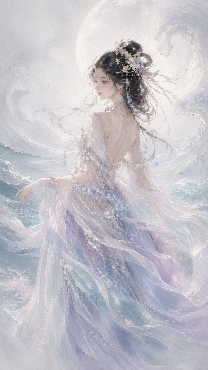 Eastern Fantasy Couture Ink-Wash Poster — AI result, variation 2 of 4