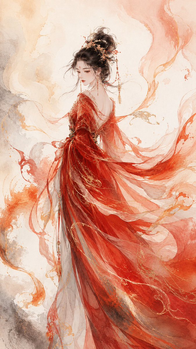 Eastern Fantasy Couture Ink-Wash Poster — AI result, variation 3 of 4