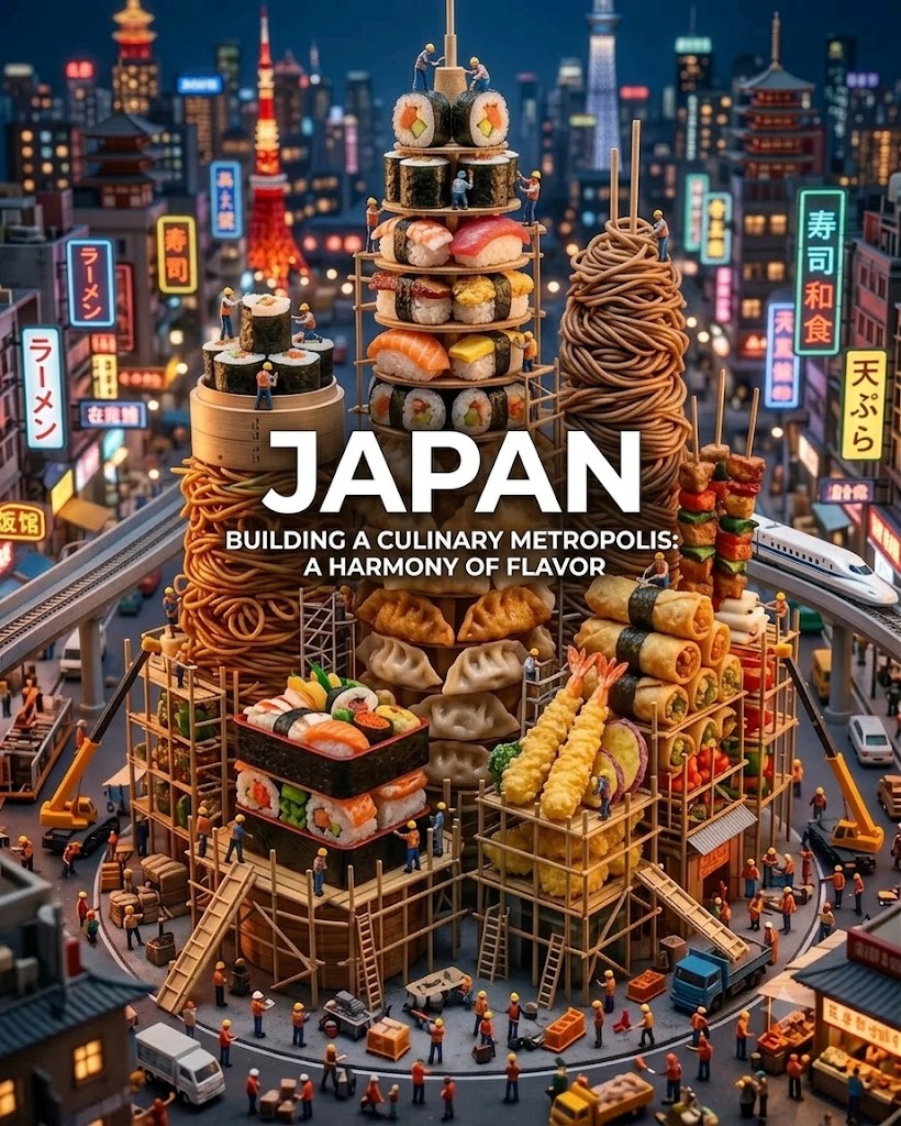 Edible Food Diorama Cityscape at Twilight — AI result, variation 2 of 2