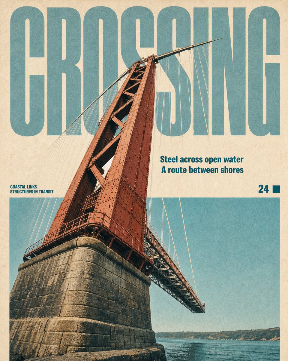 Editorial Cover Poster With Interlocking Infrastructure Title — AI result, variation 3 of 4