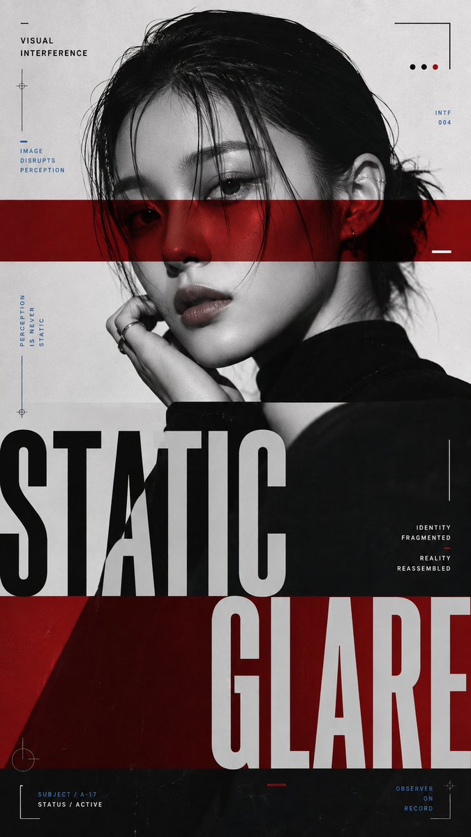 Editorial Portrait Poster With Visual Interference — AI result, variation 3 of 4
