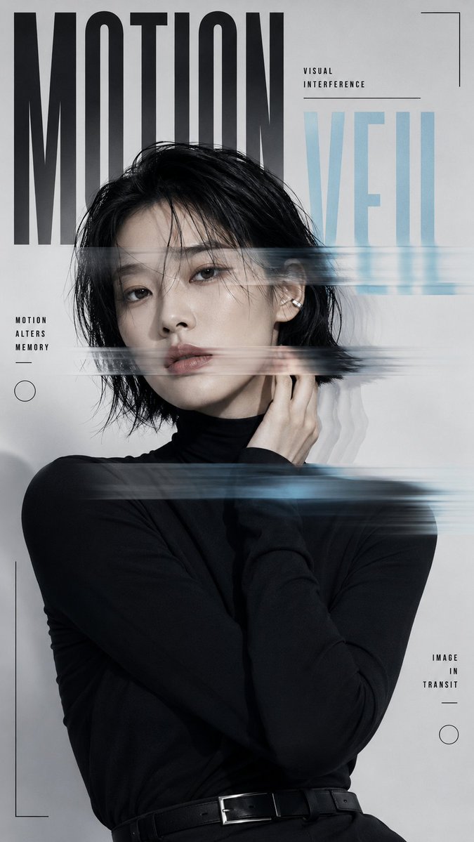Editorial Portrait Poster With Visual Interference — AI result, variation 4 of 4