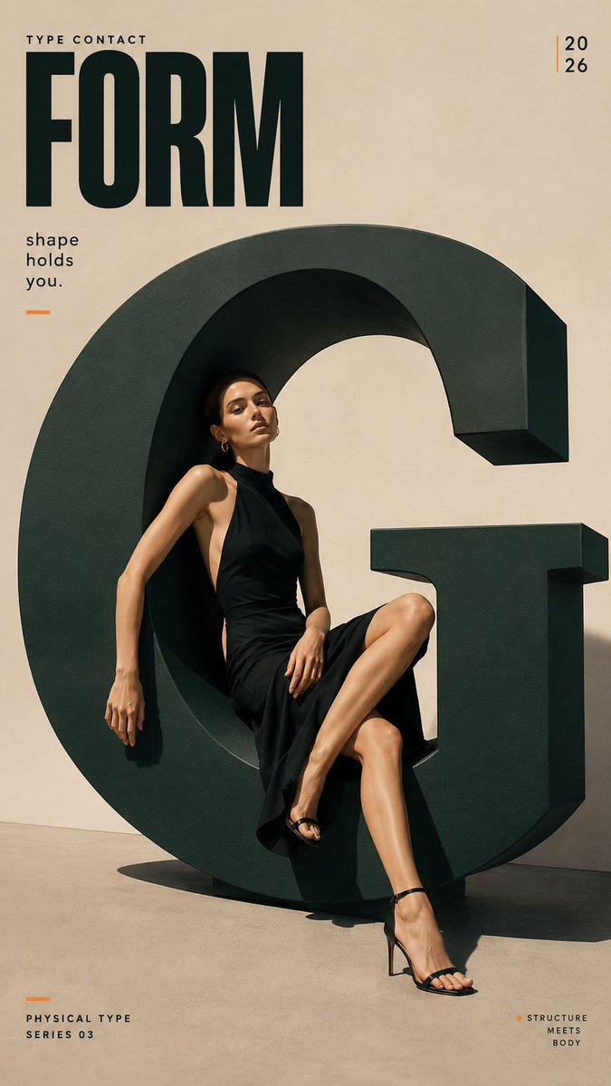 Editorial Poster With Sculptural 3D Letter Interaction — AI result, variation 4 of 4