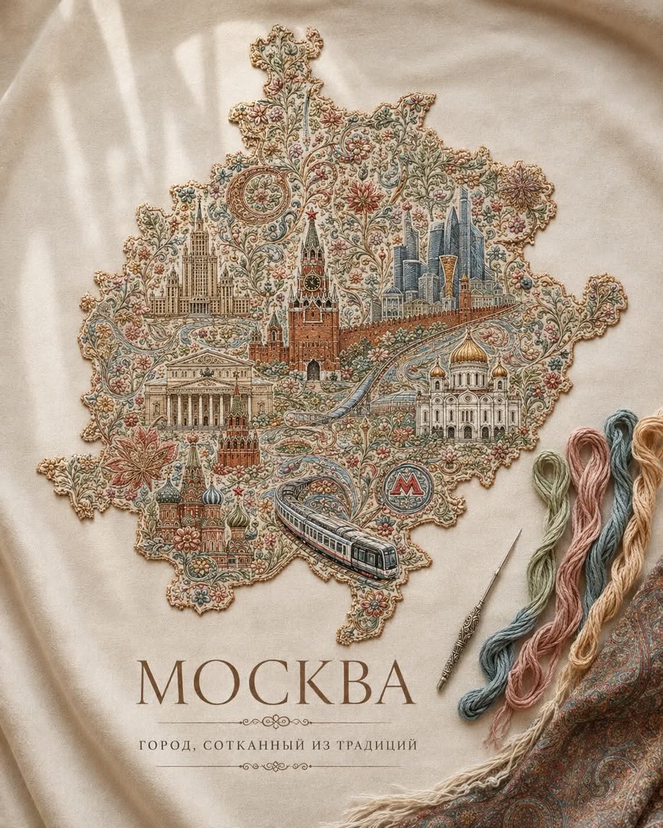 Embroidered Country Map Poster in Textile Art — AI result, variation 3 of 3