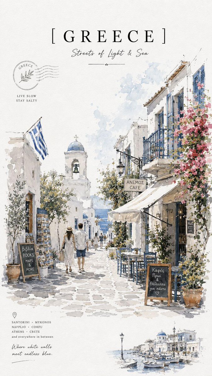 European Street Scene Travel Poster Art — AI result, variation 2 of 4
