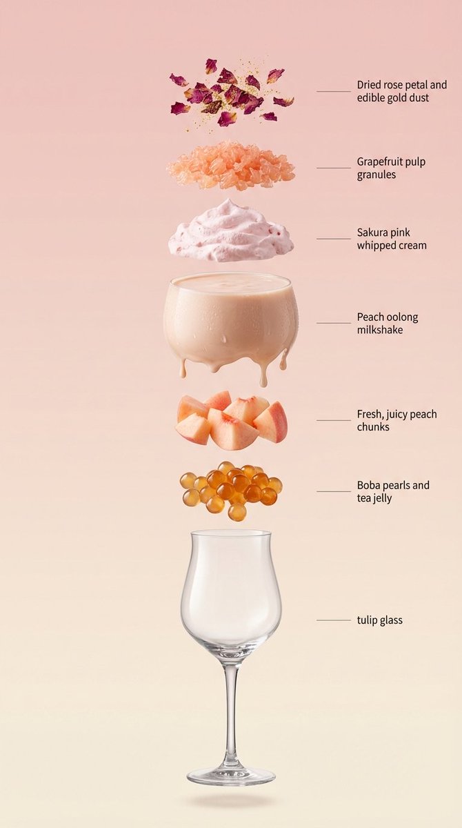 Exploded Layer Drink Diagram in Hyperrealistic Style — AI result, variation 3 of 3