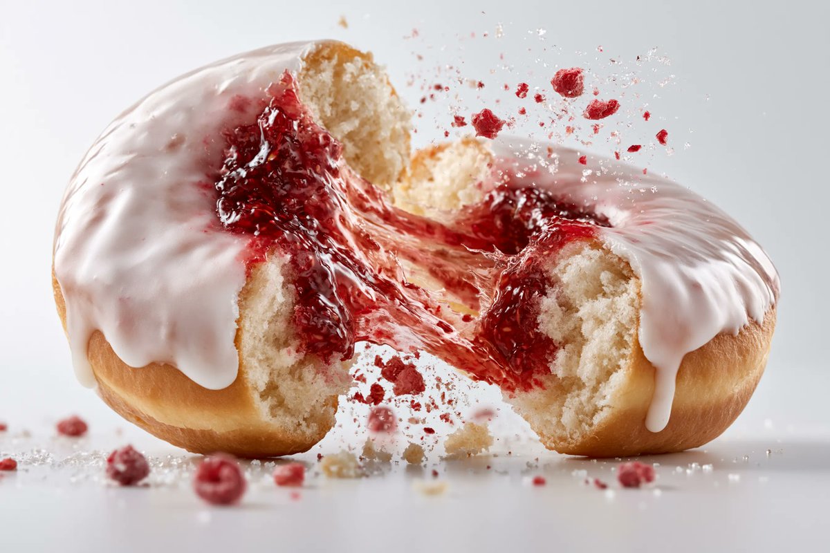 Exploding Food Ad Shot With Suspended Crumbs — AI result, variation 3 of 4