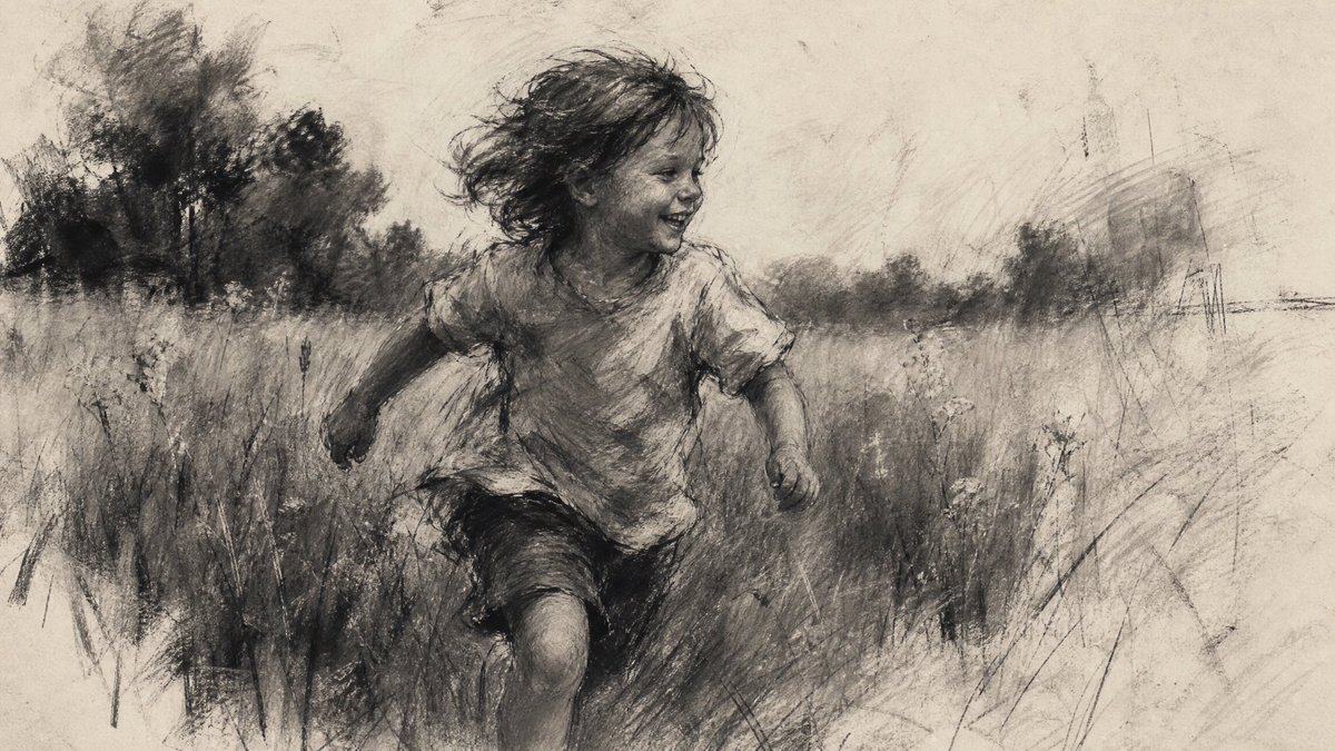 Expressive Charcoal Sketch Portrait in Black and White — AI result, variation 2 of 4
