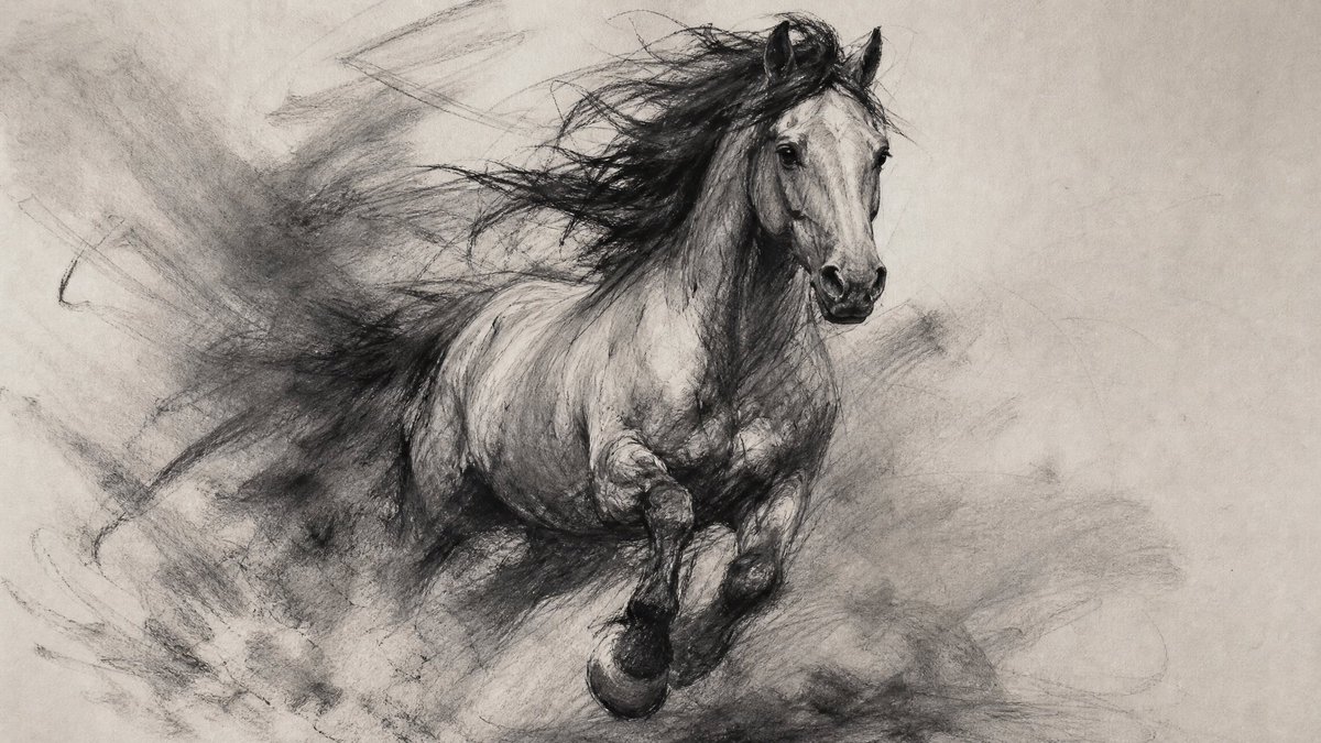 Expressive Charcoal Sketch Portrait in Black and White — AI result, variation 3 of 4