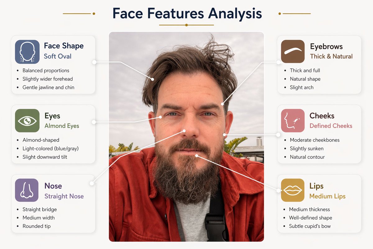 Face Feature Analysis Infographic Poster — AI result, variation 2 of 2