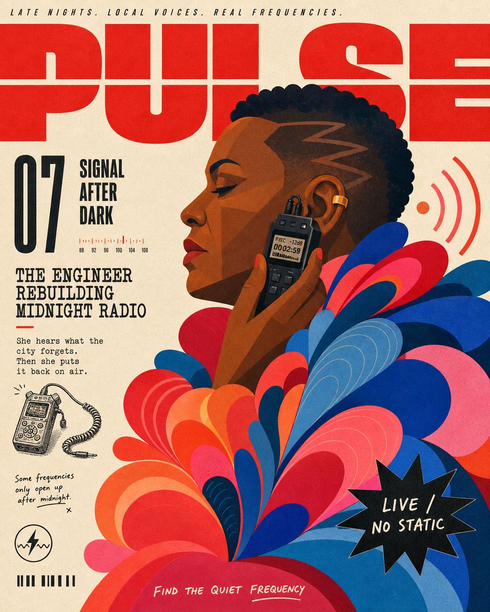 Faceted Profile Magazine Cover With Petal Cascade — AI result, variation 3 of 4