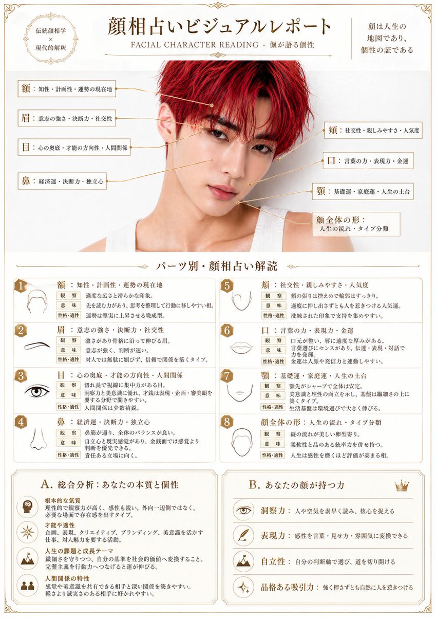 Facial Reading Report Layout for Branding — AI result, variation 2 of 3