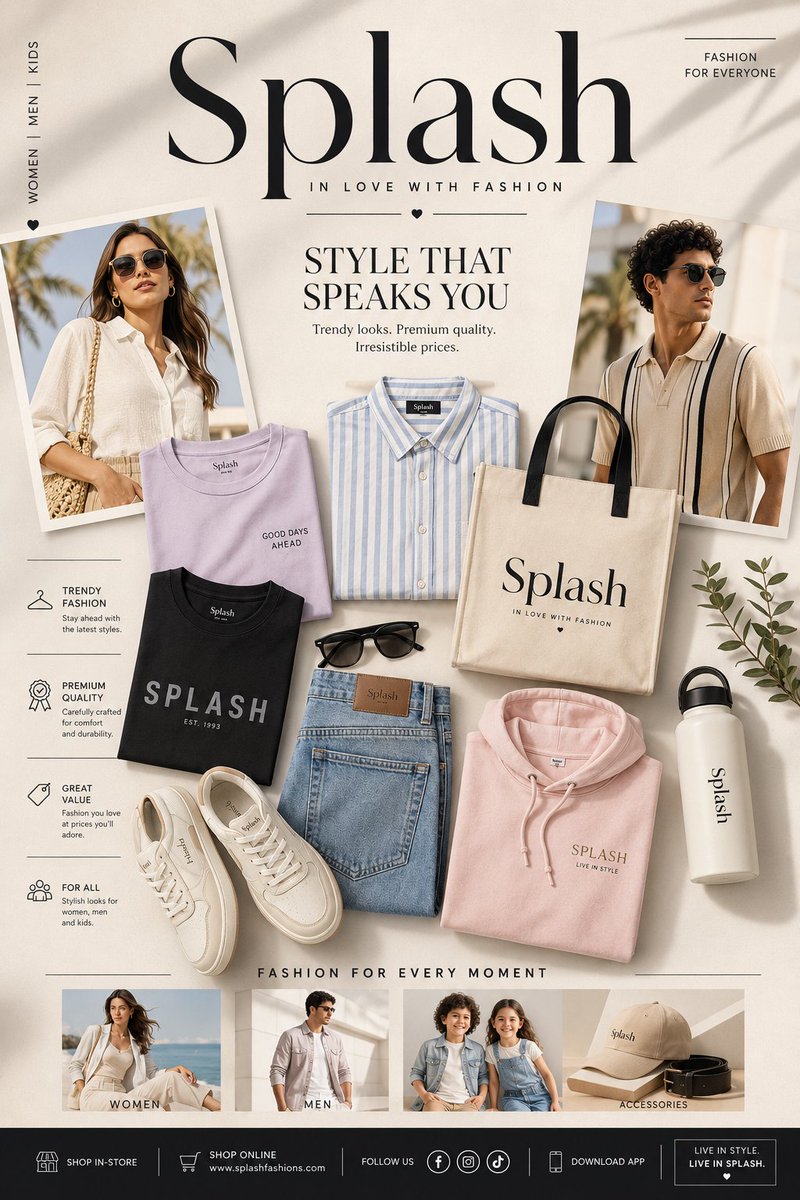 Fashion Merchandise Campaign Poster With Apparel Flat Lay — AI result, variation 3 of 3
