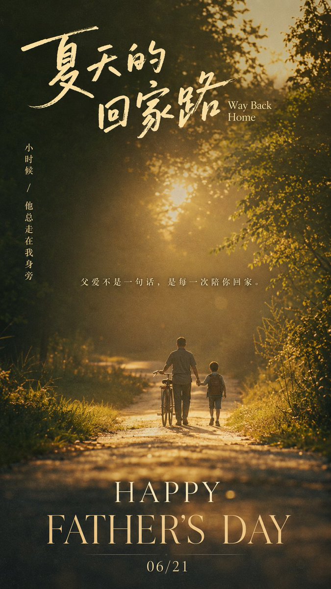 Father's Day Silhouette Poster With Soft Summer Light — AI result, variation 2 of 2