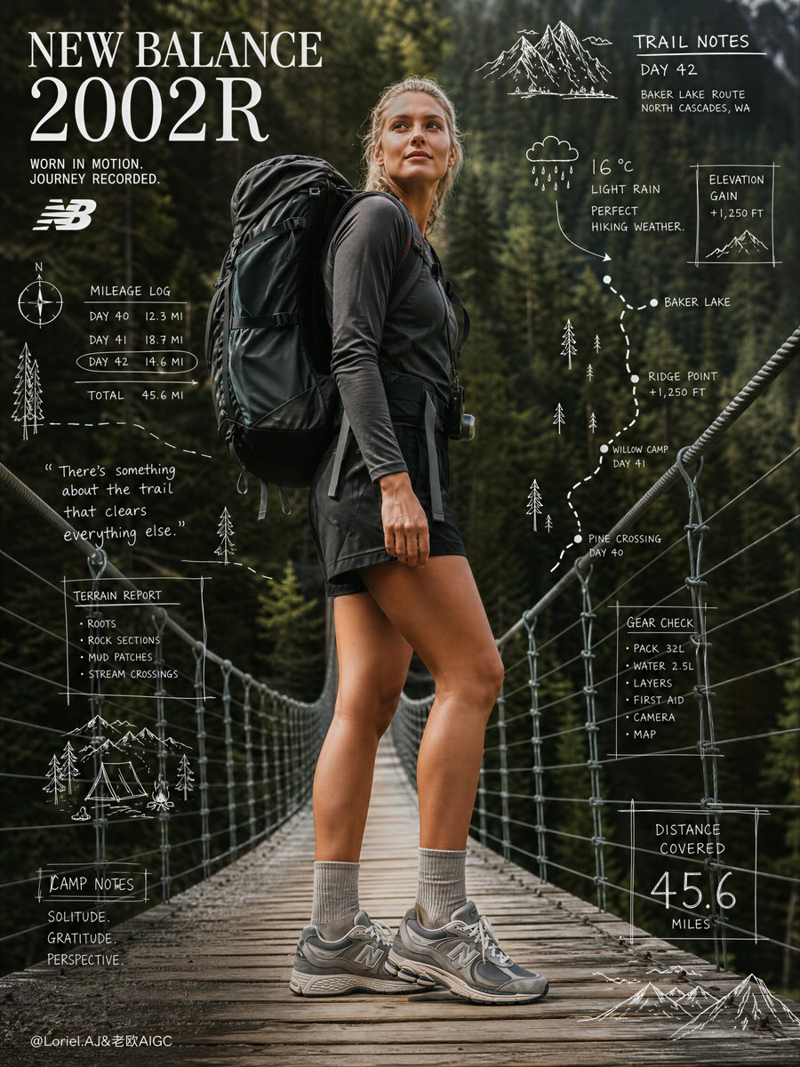 Female Backpacker New Balance 2002R Desert Poster — AI result, variation 2 of 2