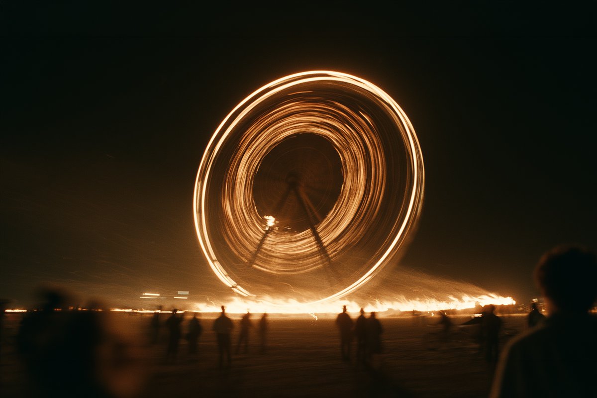 Ferris Wheel on Fire at Night Cinematic Scene — AI result, variation 3 of 4