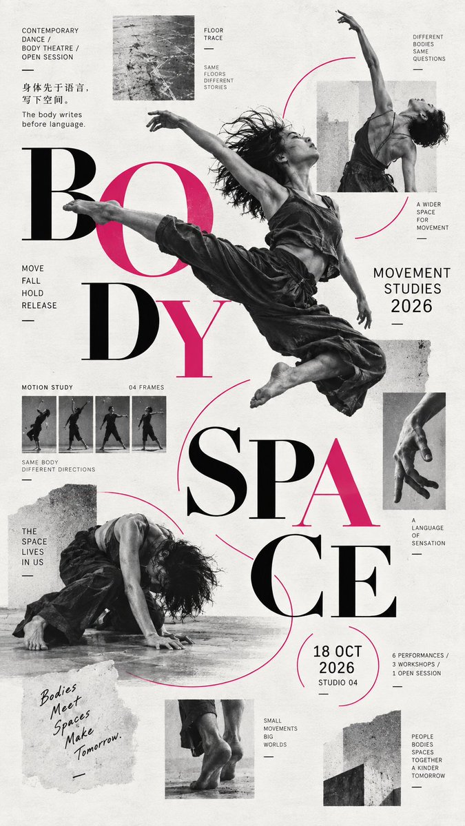 Figure-Led Editorial Poster With Scattered Typography — AI result, variation 3 of 4