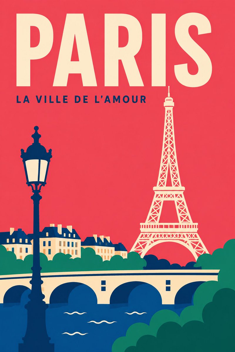 Flat City Travel Poster With Bold Type — AI result, variation 3 of 4