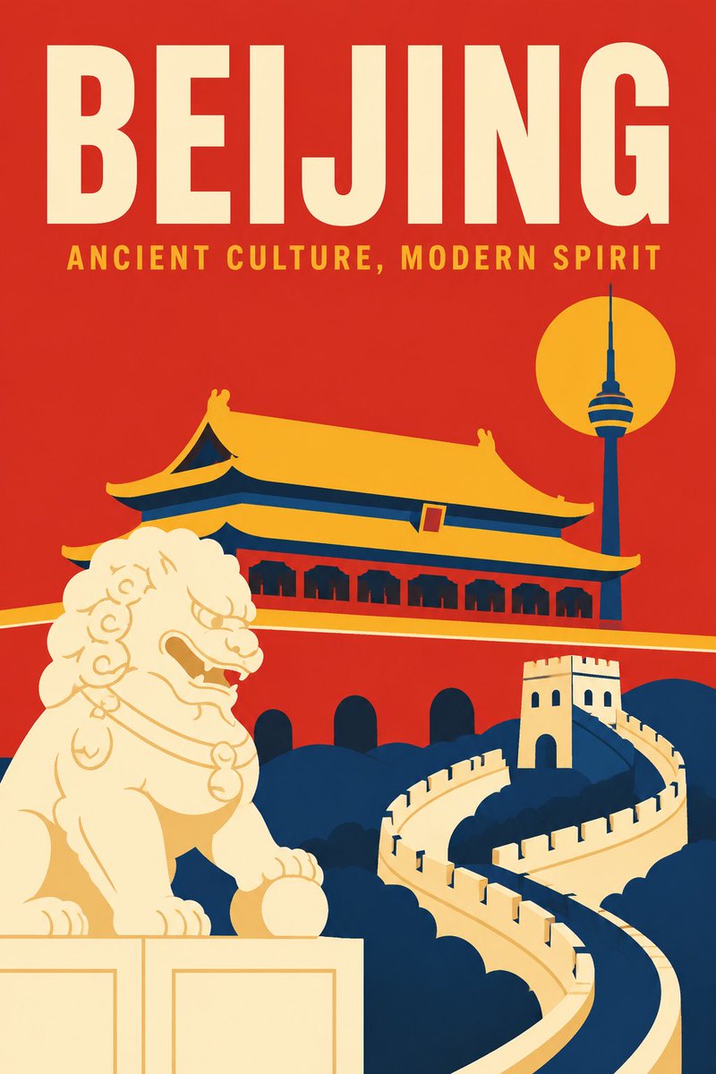 Flat City Travel Poster With Bold Type — AI result, variation 4 of 4