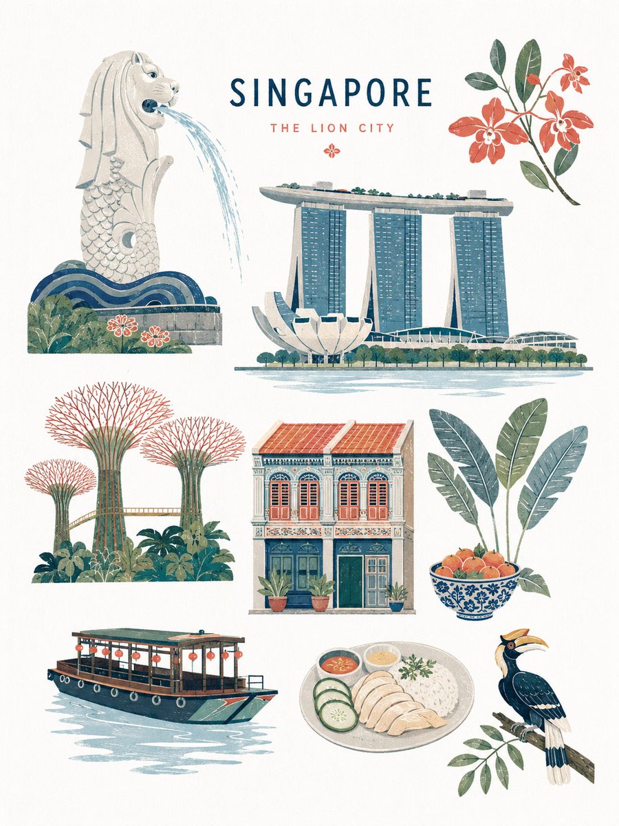 A flat, muted editorial illustration in the spirit of a vintage children's encyclopedia, with soft geometric shapes, layered print texture and plenty of quiet…