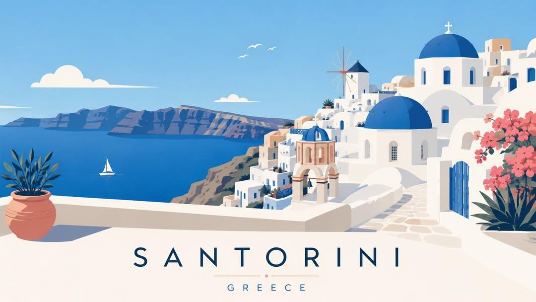 Flat Travel Poster Series of Global Destinations — AI result, variation 4 of 4