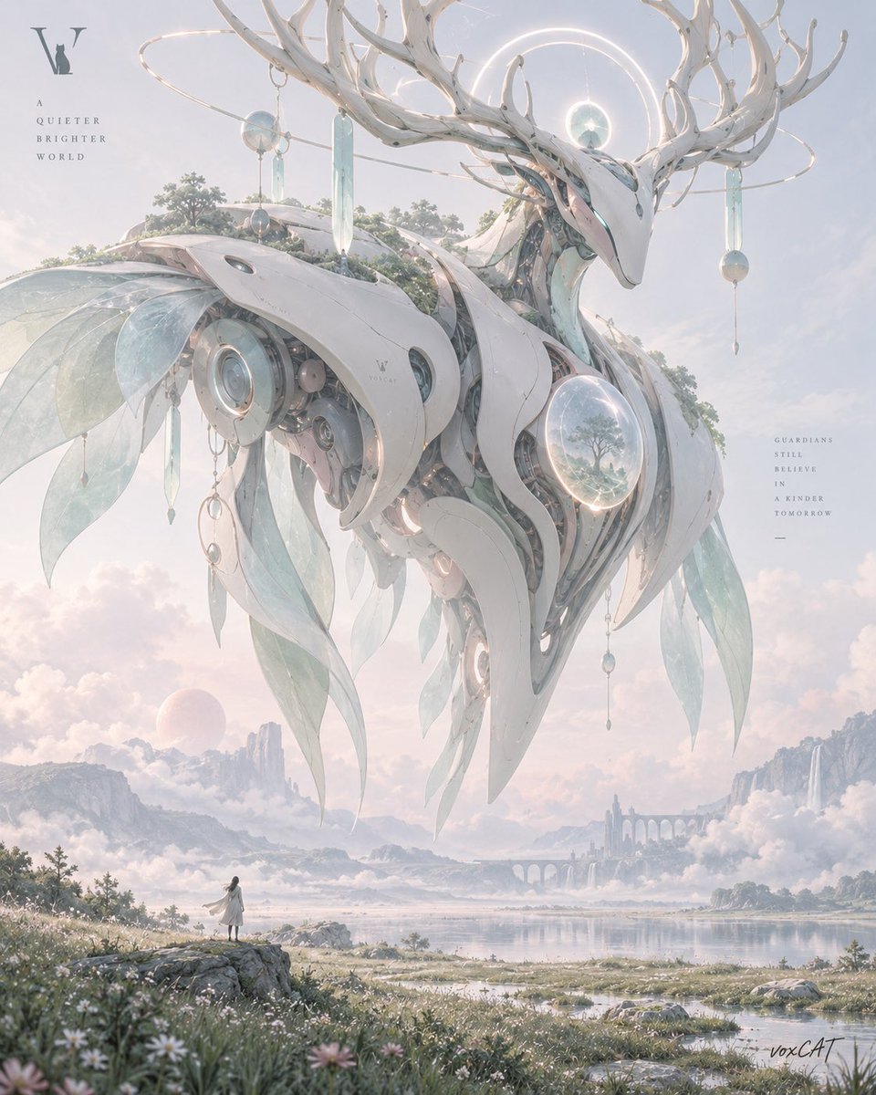 Floating Biomorphic Mecha Poster in Pastel Tones — AI result, variation 3 of 4