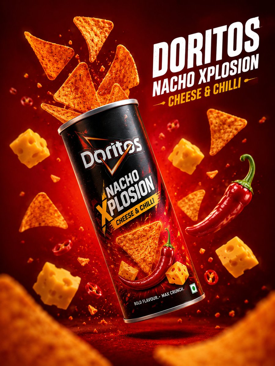 Floating Pringles Can Ad With Crisps and Chillies — AI result, variation 2 of 4