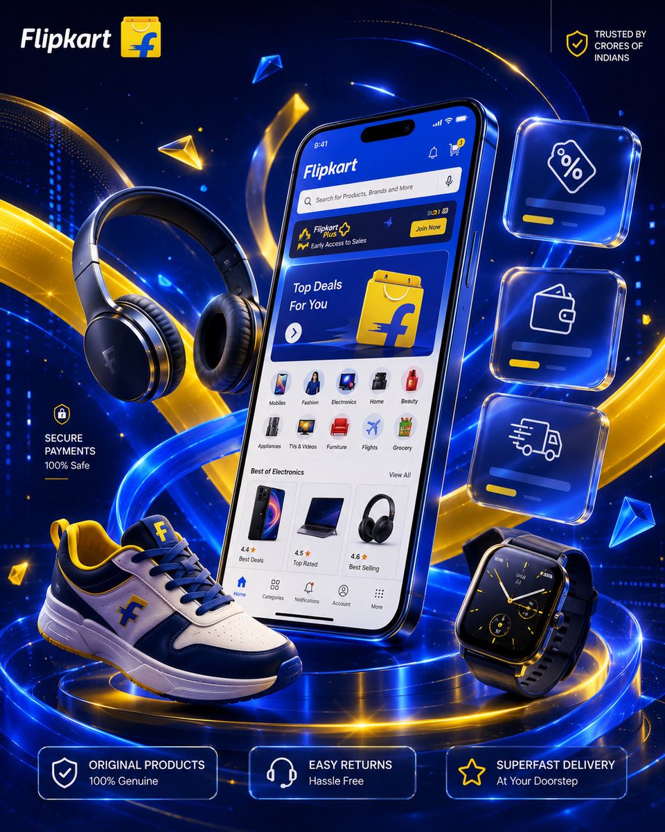 Floating Smartphone Shopping Campaign Poster — AI result, variation 2 of 2