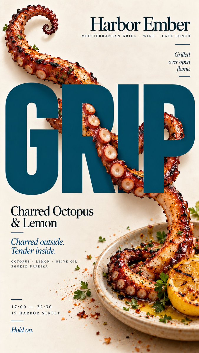 Food Editorial Poster With Typography Interaction — AI result, variation 2 of 4
