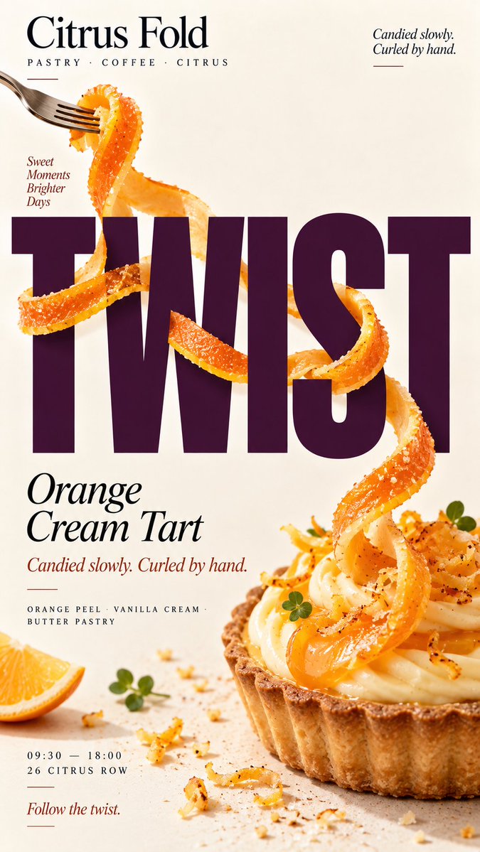 Food Editorial Poster With Typography Interaction — AI result, variation 3 of 4