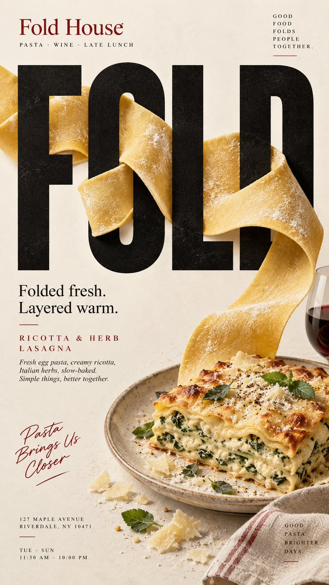 Food Editorial Poster With Typography Interaction — AI result, variation 4 of 4