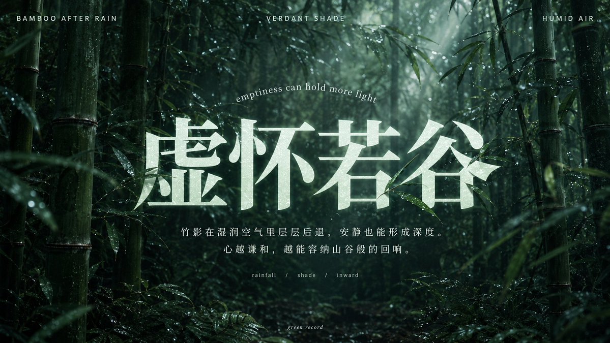 Four-Character Motto Over Dense Nature Textures — AI result, variation 4 of 4