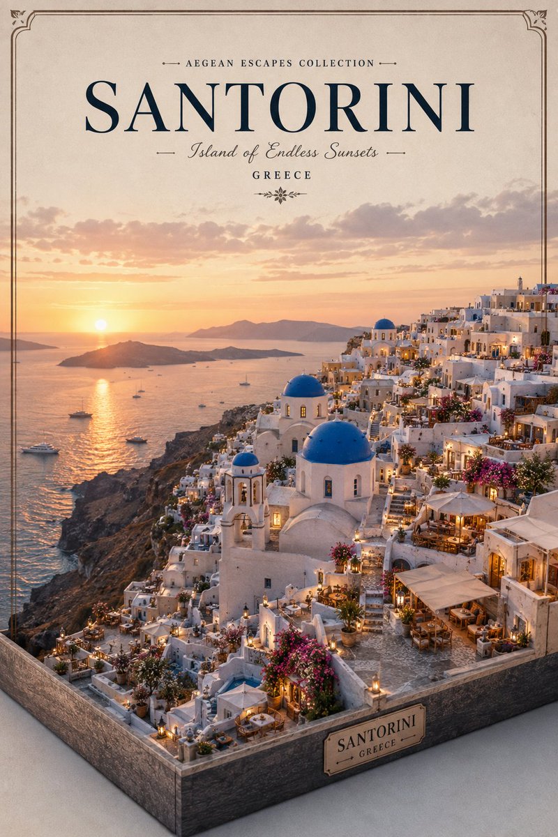 Four Destinations Miniature Travel Diorama Poster — AI result, variation 4 of 4