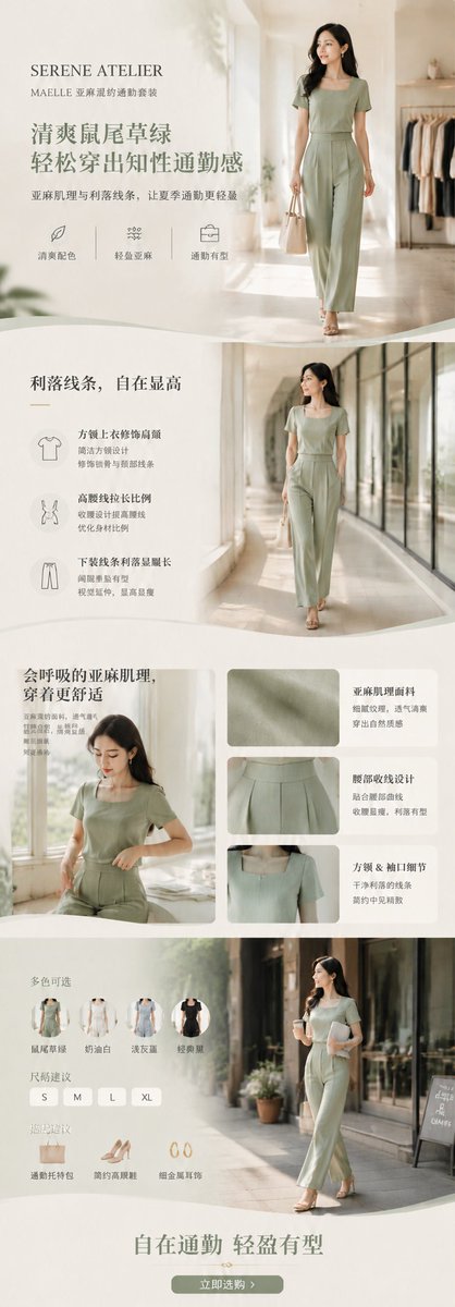 Four-Section Product Detail Page Long Image — AI result, variation 2 of 4
