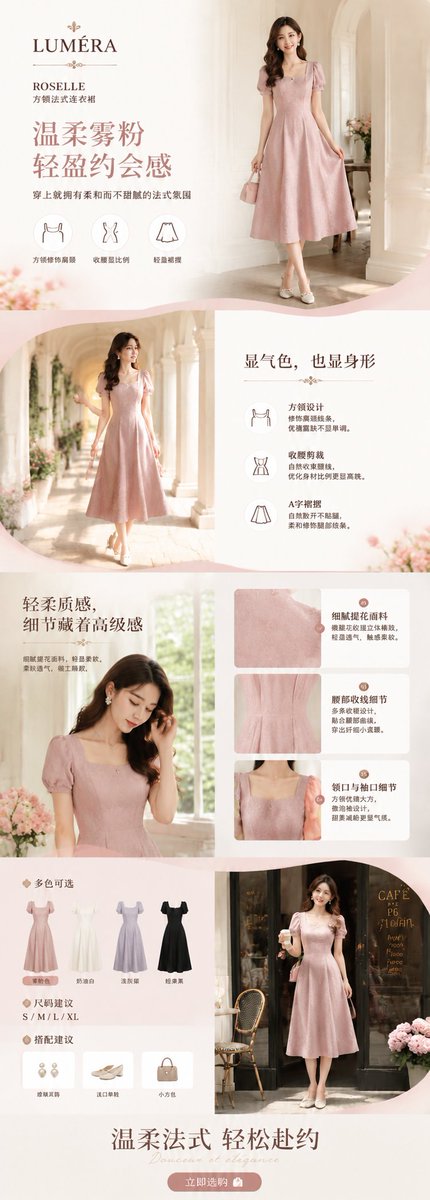 Four-Section Product Detail Page Long Image — AI result, variation 3 of 4
