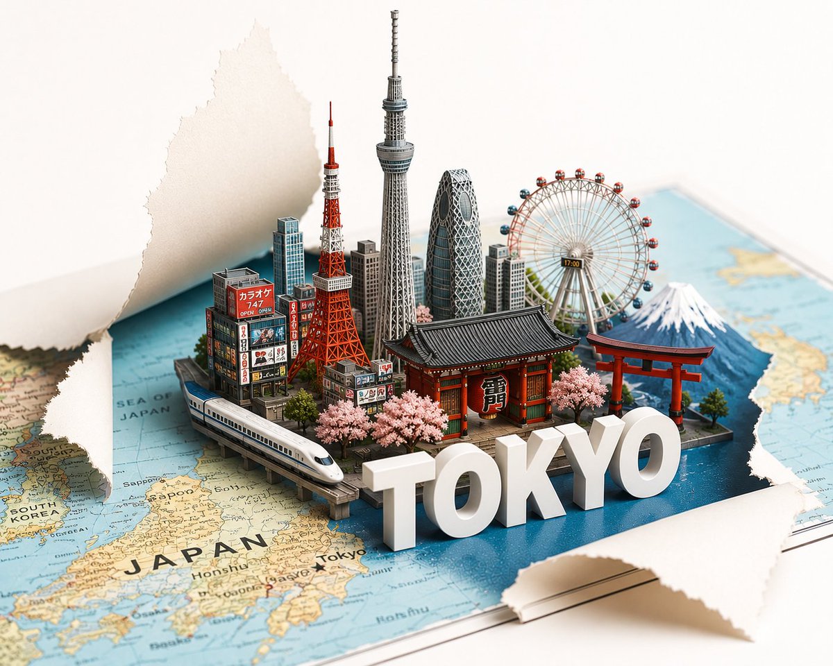 Four World Cities Pop-Up Travel Poster — AI result, variation 2 of 4