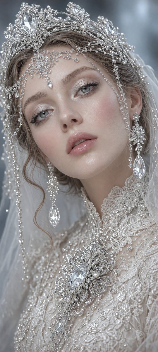 Frosted Victorian Bridal Portrait With Silver Tiara — AI result, variation 3 of 4