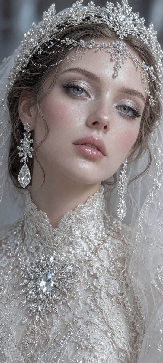 Frosted Victorian Bridal Portrait With Silver Tiara — AI result, variation 4 of 4