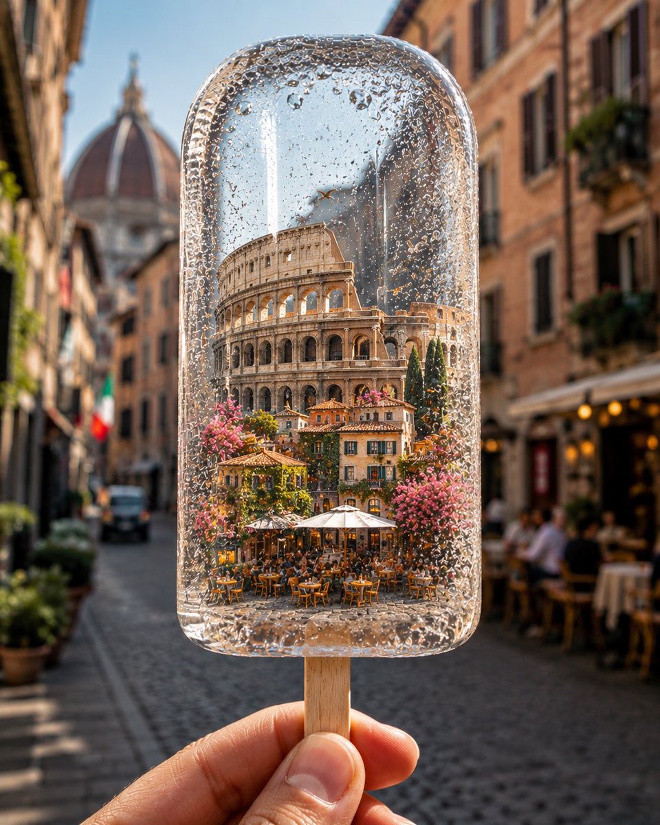 Frozen Miniature City in an Ice Popsicle Photo — AI result, variation 2 of 4