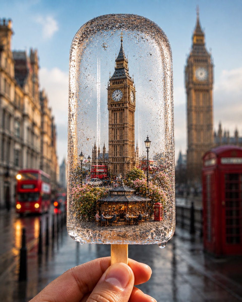 Frozen Miniature City in an Ice Popsicle Photo — AI result, variation 3 of 4