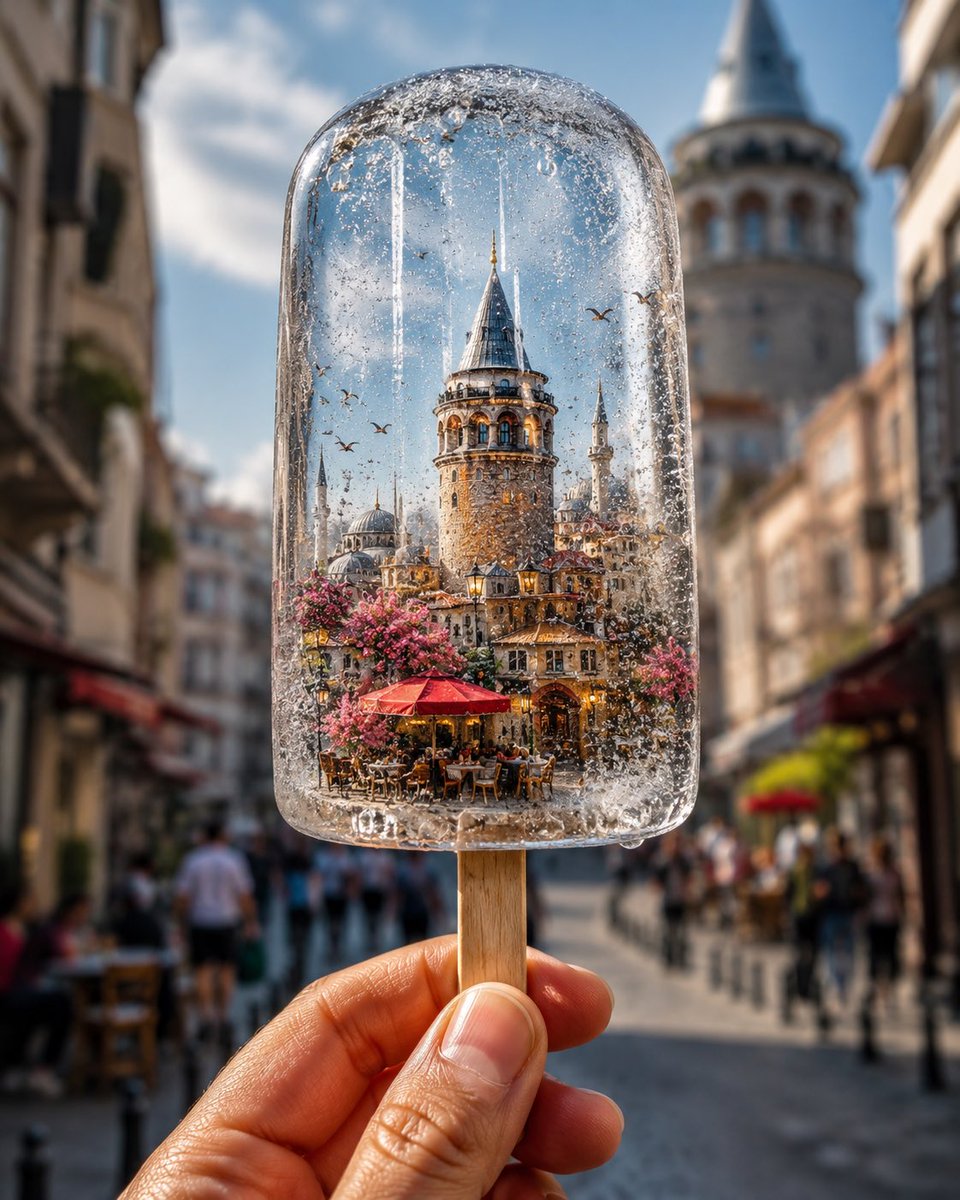 Frozen Miniature City in an Ice Popsicle Photo — AI result, variation 4 of 4