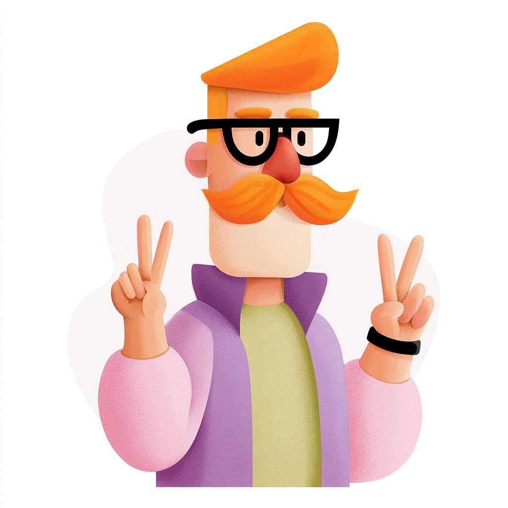 Geometric Cartoon Character Illustration in Orange and Purple — AI result, variation 4 of 4
