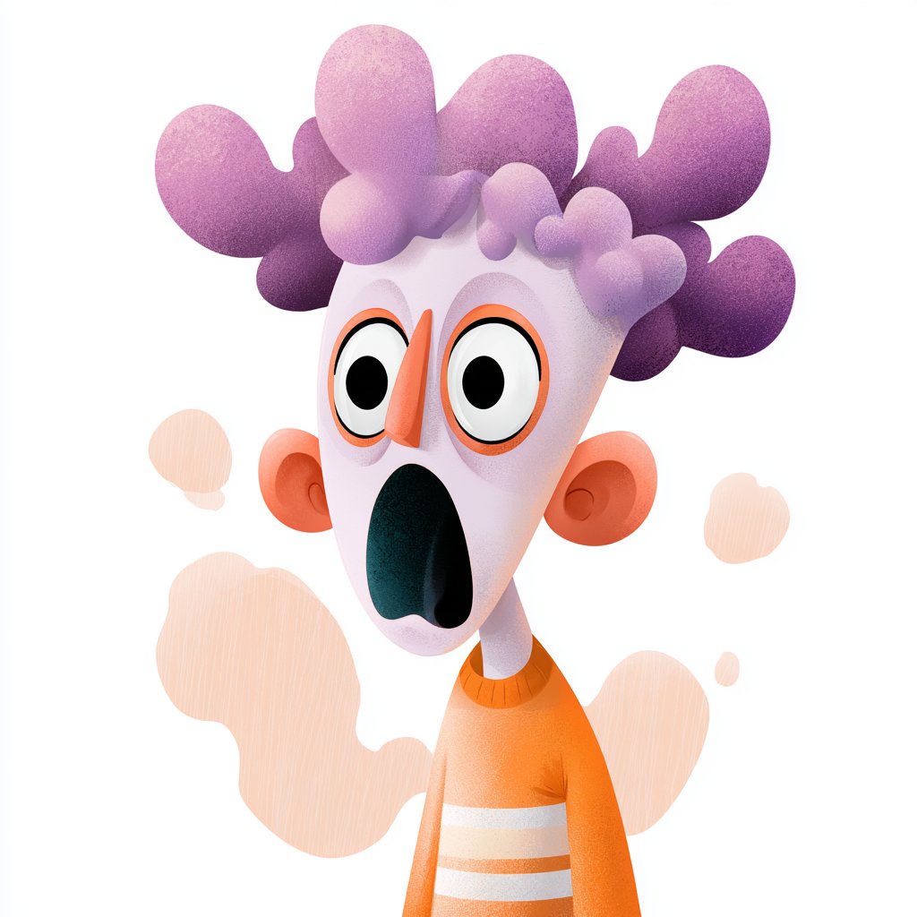 Characters built from bold geometric shapes with oversized features and a playful, quirky attitude. Vibrant orange and purple tones and a faint grain give the…