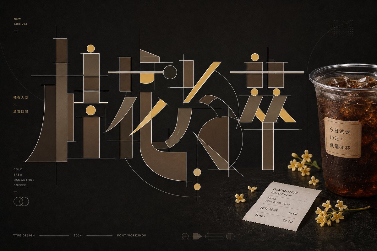 Geometric Chinese Character Typography Poster — AI result, variation 2 of 4