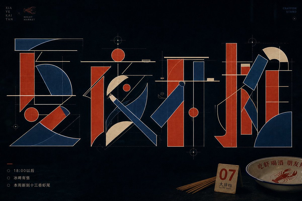 Geometric Chinese Character Typography Poster — AI result, variation 4 of 4