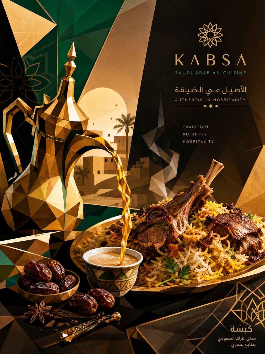 Geometric Cubist Algerian Food Poster in Vector — AI result, variation 2 of 3